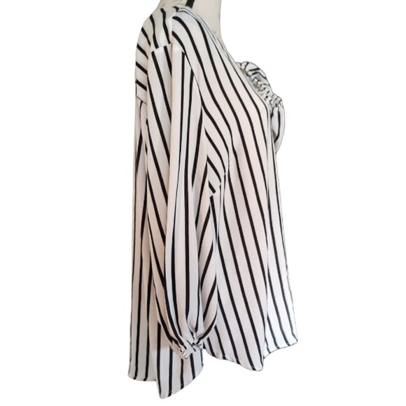 Adrianna Papell Striped Plus Size Blouse 1X - Nautical Coastal Preppy Work Wear - Picture 3 of 11